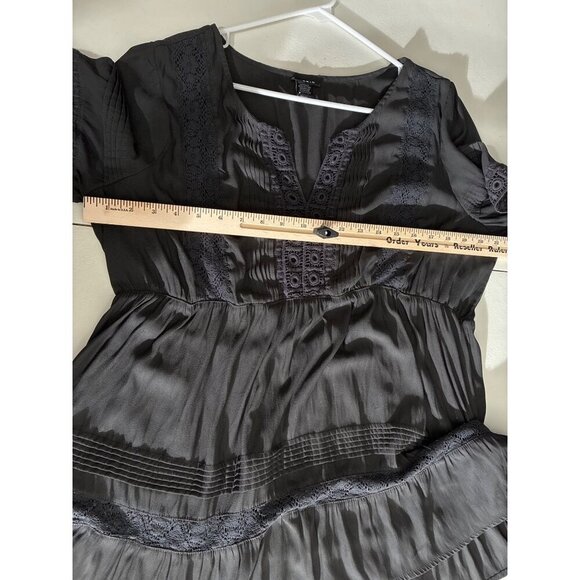 Torrid Blouse Womens 1 Black gray Crochet Trim  Lace babydoll - Picture 7 of 7